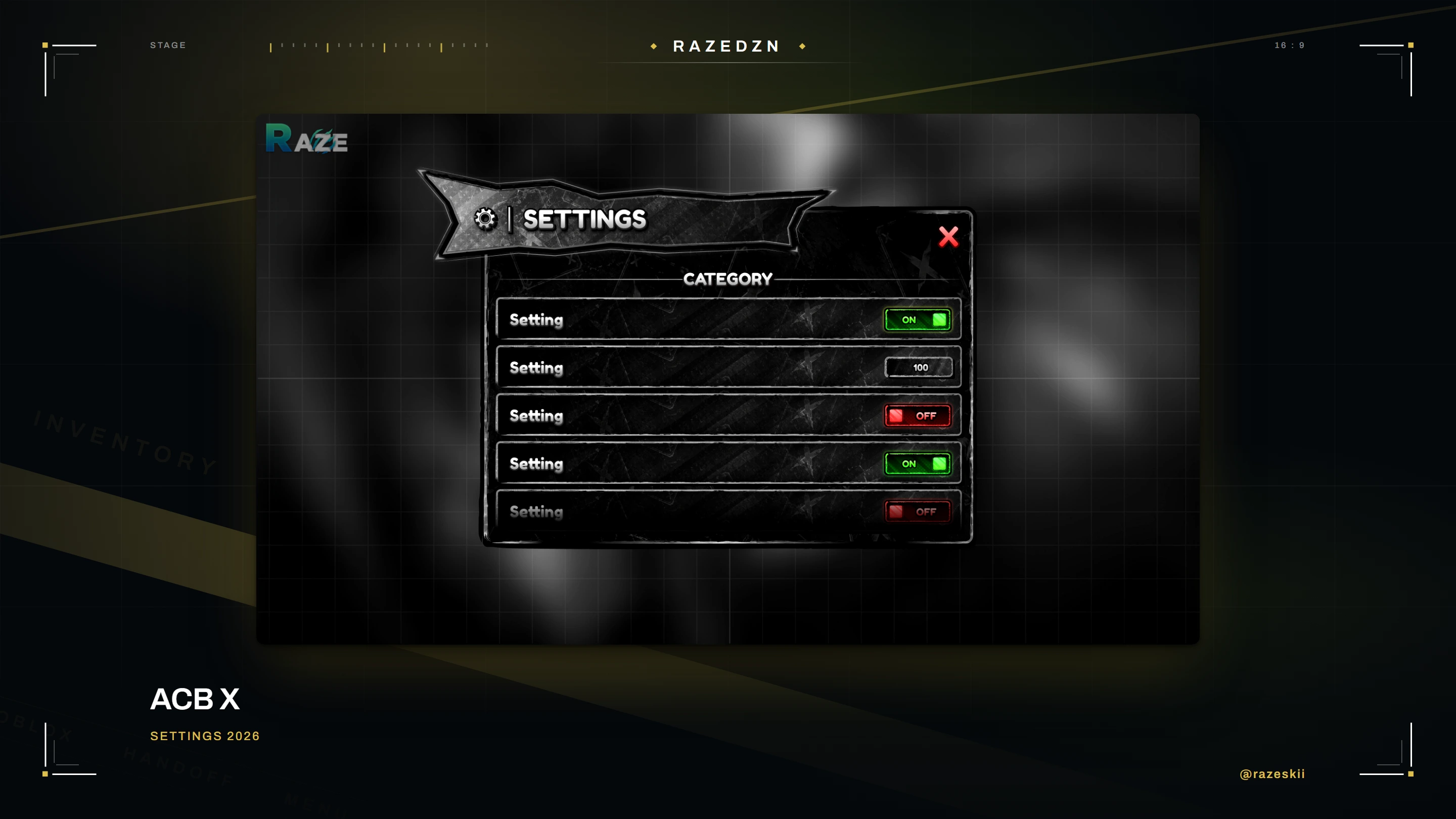 ACB X — Settings