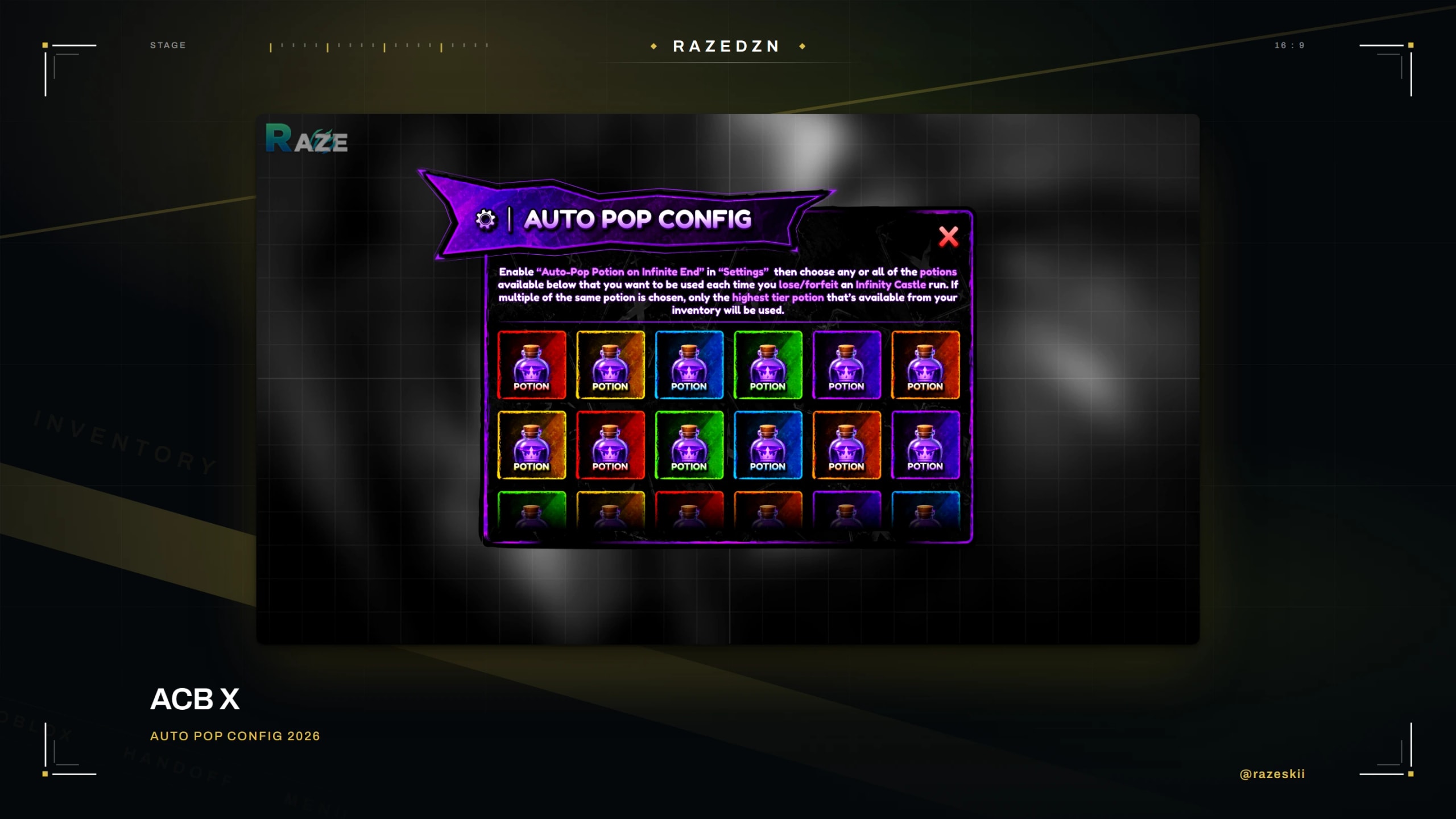 ACB X — Auto pop config