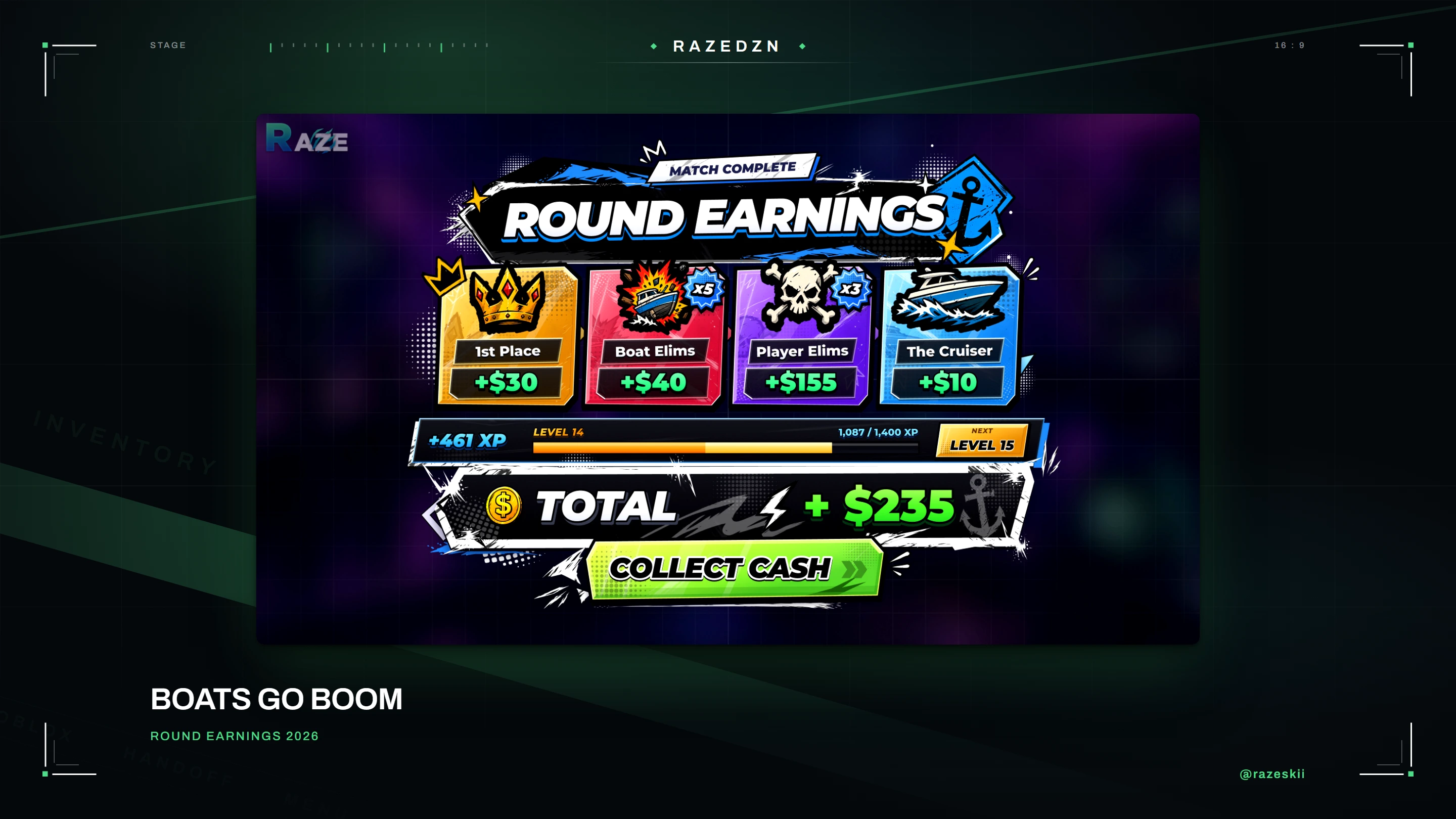 Boats Go BOOM, Round earnings