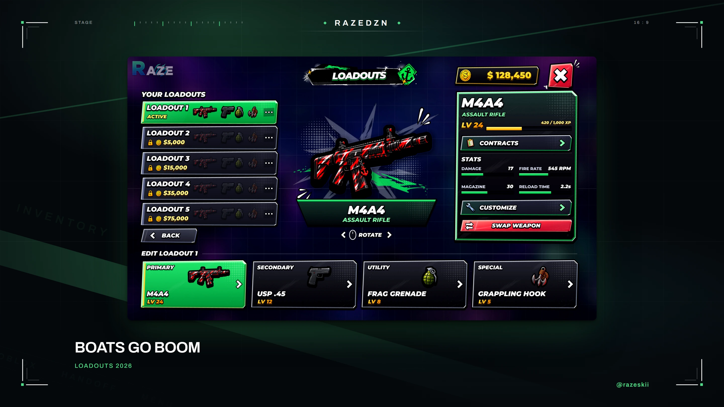 Boats Go BOOM, Loadouts