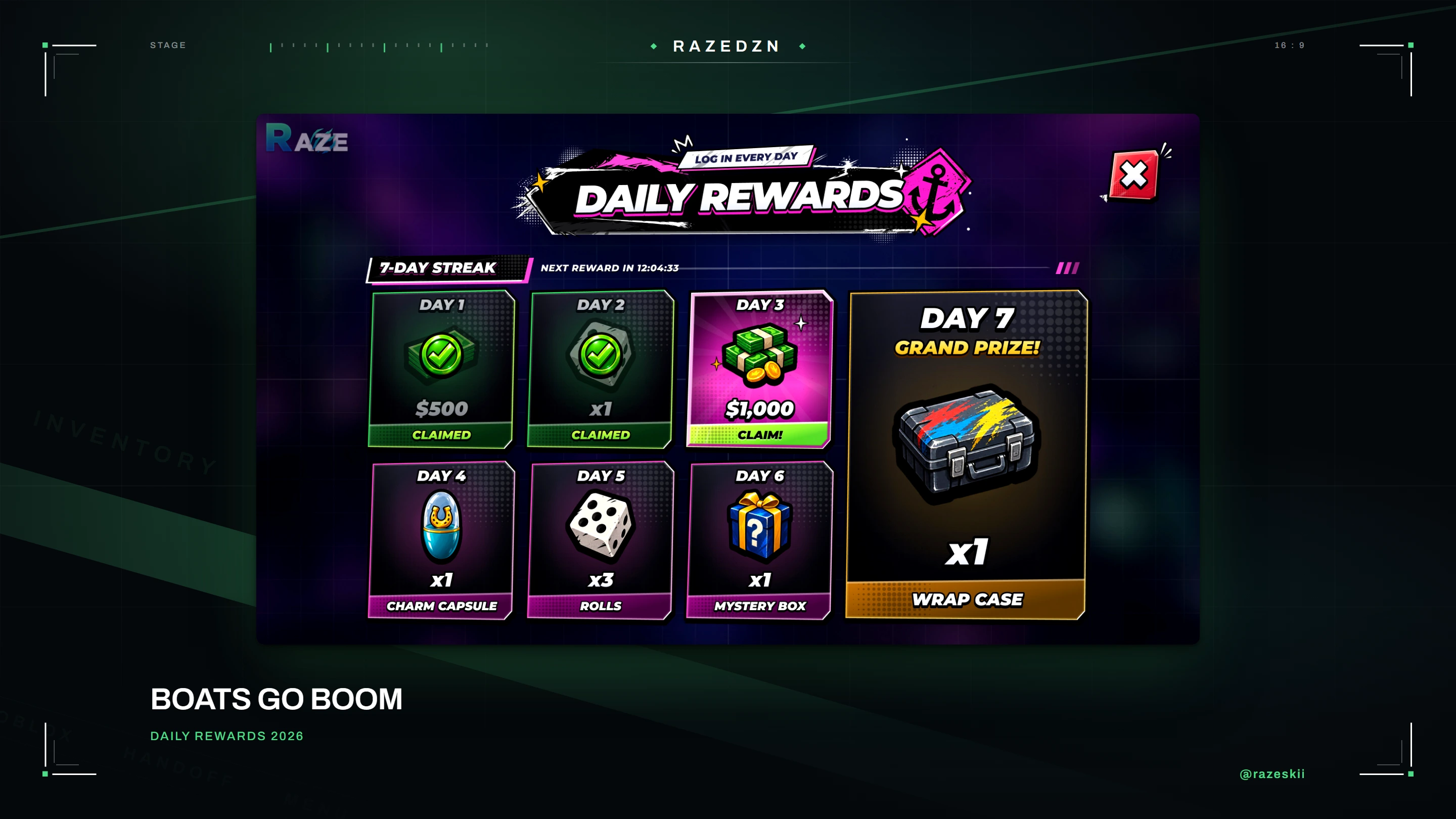 Boats Go BOOM, Daily rewards