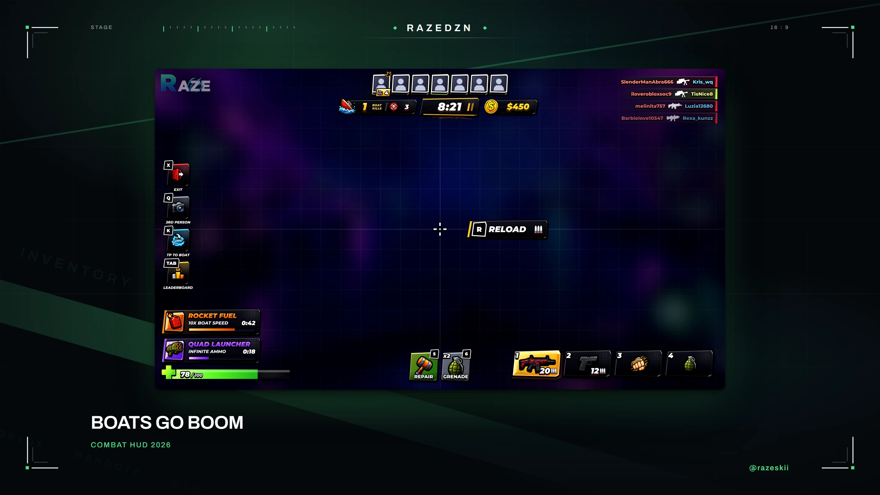 Boats Go BOOM, Combat hud