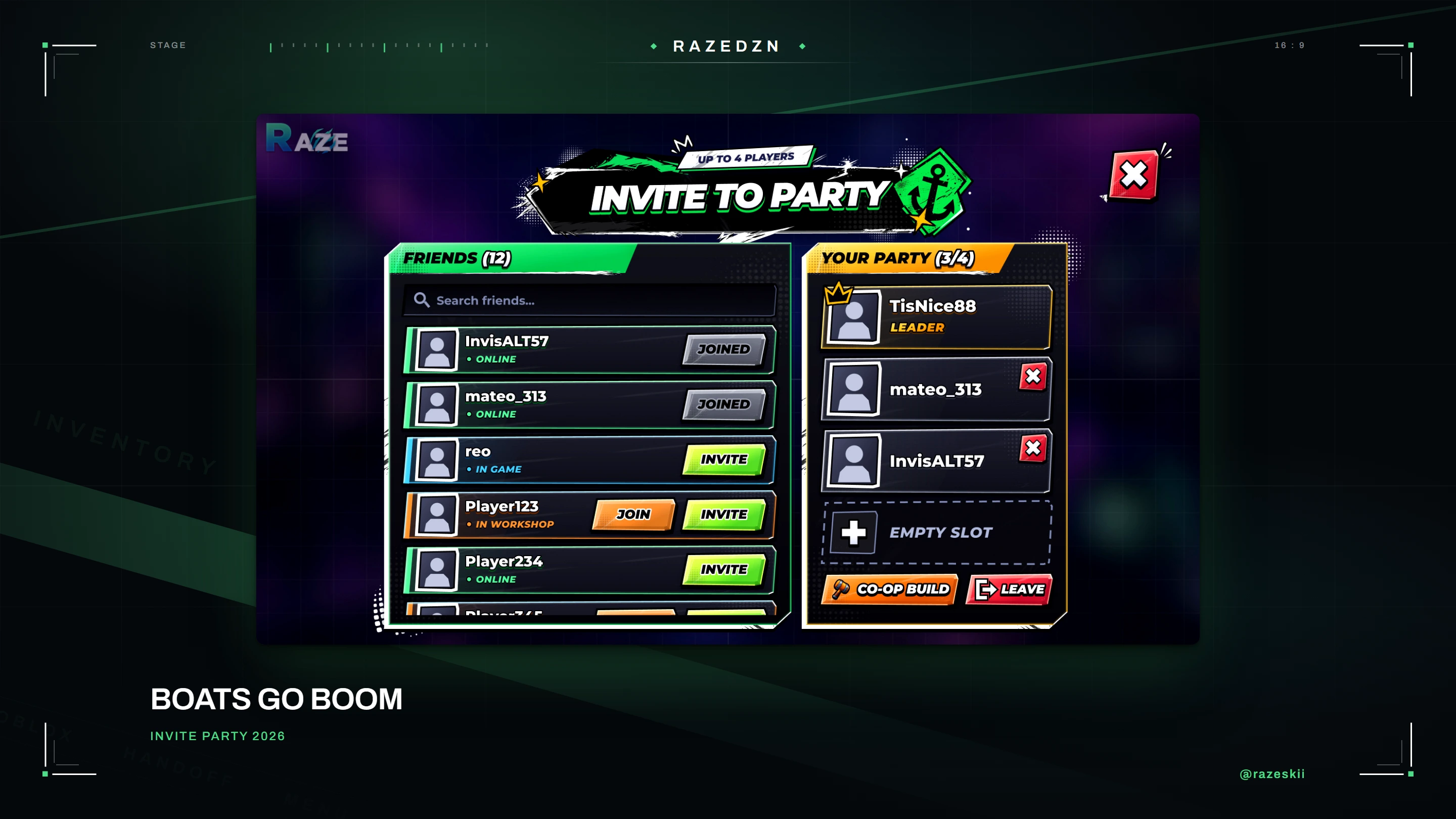 Boats Go BOOM, Invite party