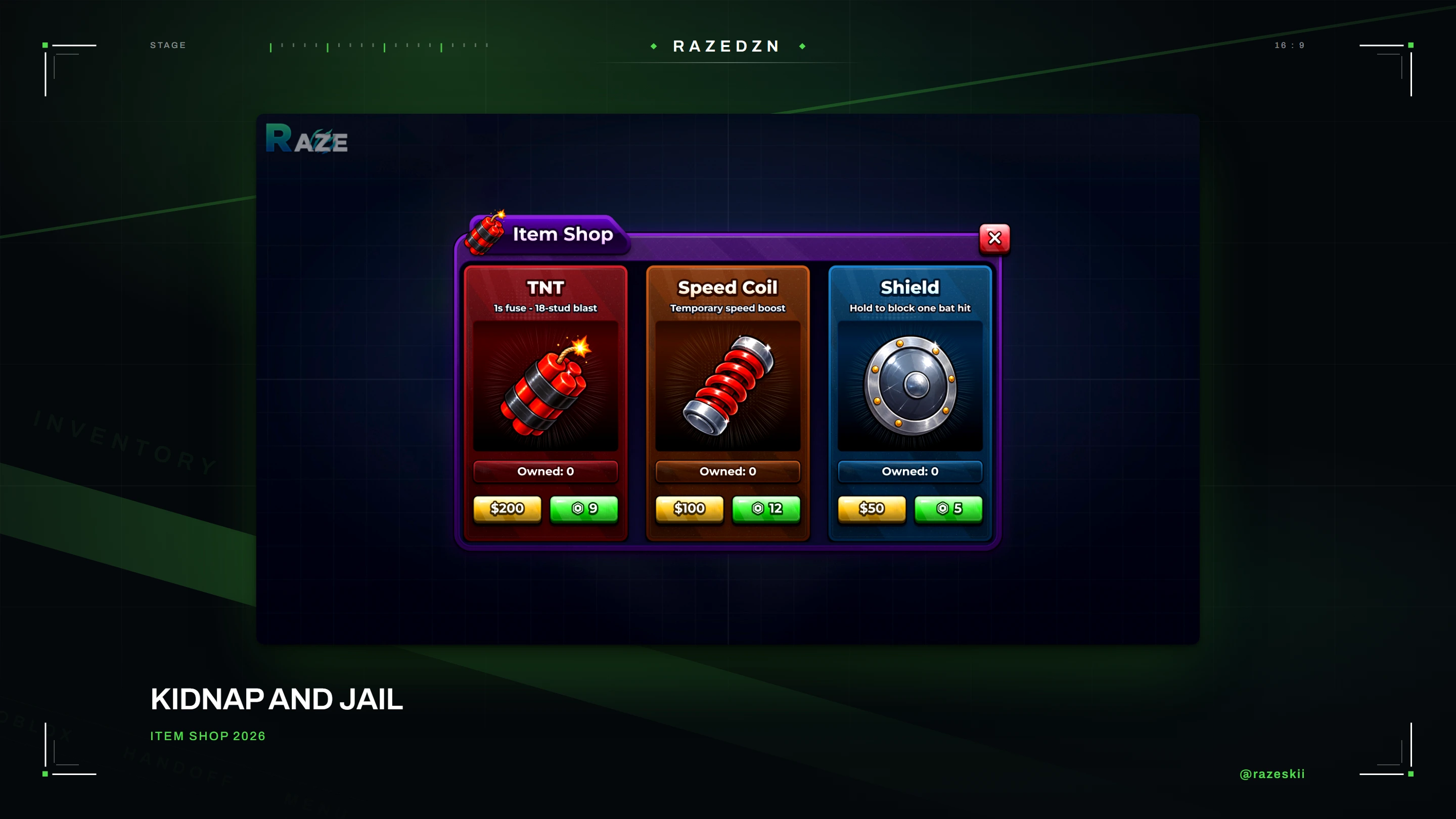 Kidnap And Jail, Item shop