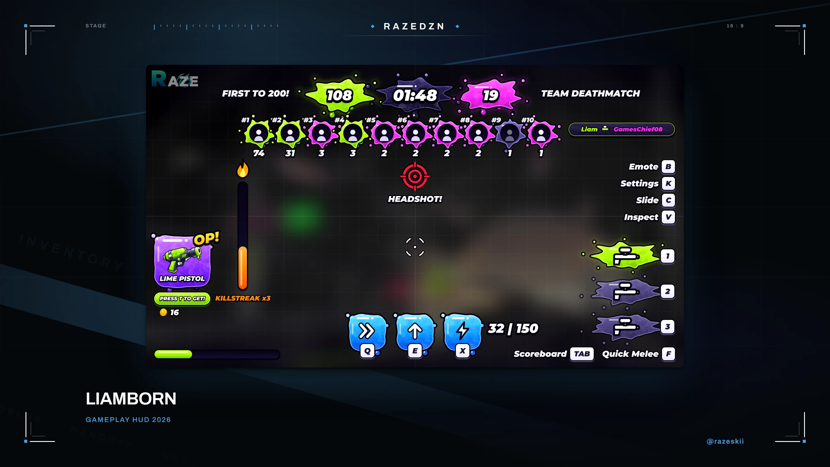 LiamBorn, Gameplay hud