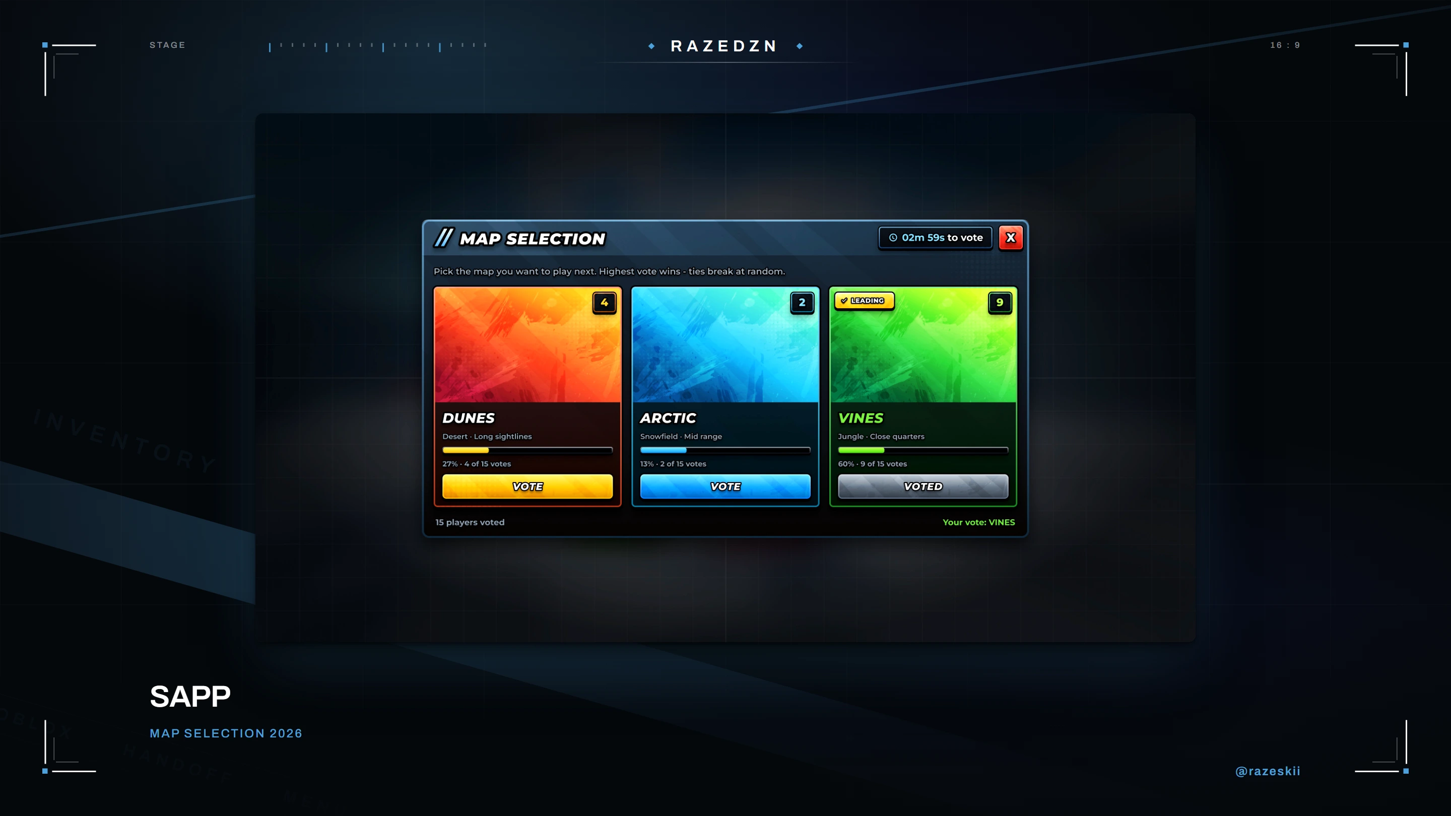 Sapp, Map selection