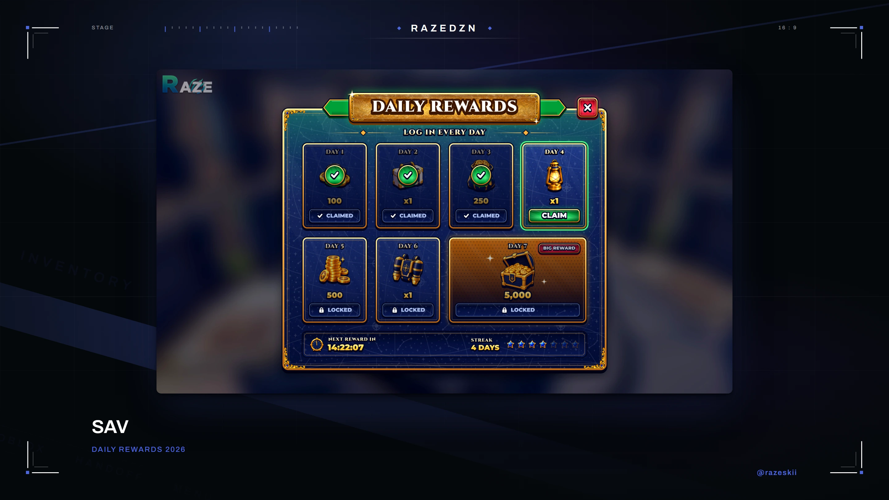 Sav, Daily rewards