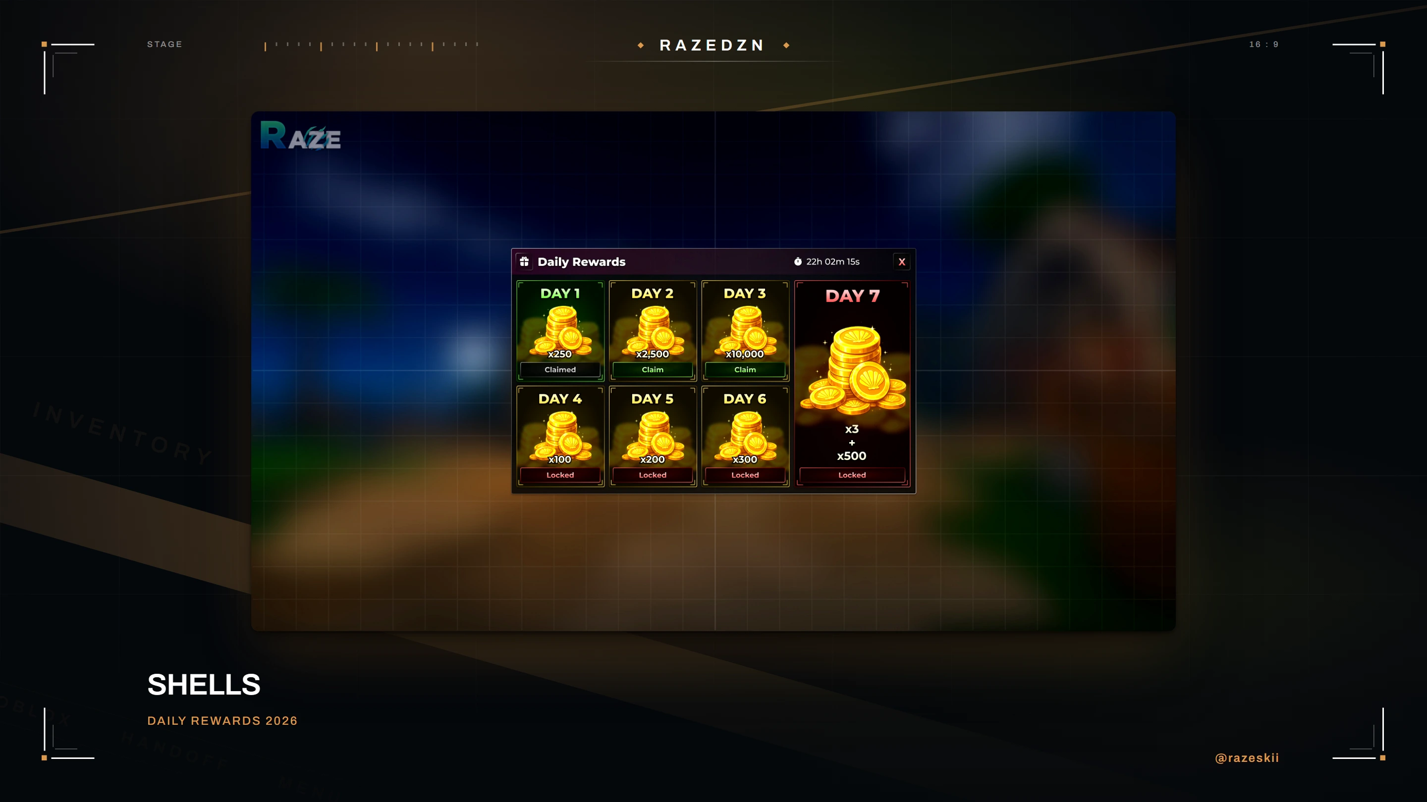 Shells — Daily rewards