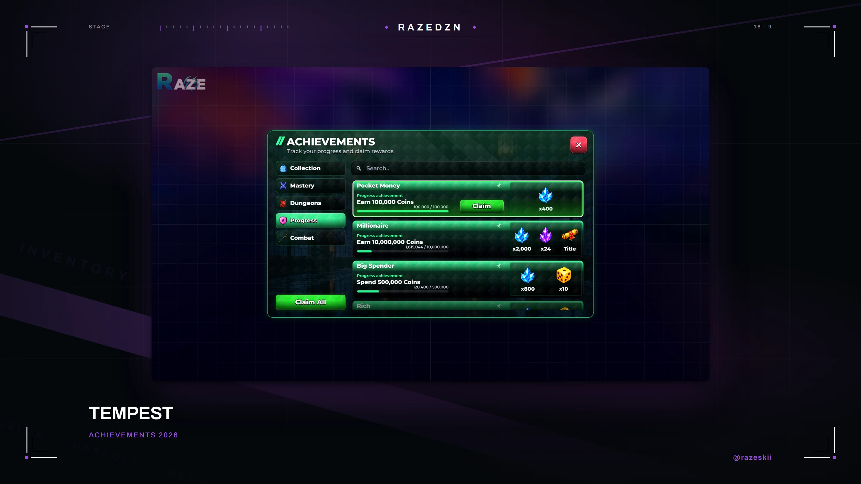 Tempest, Achievements