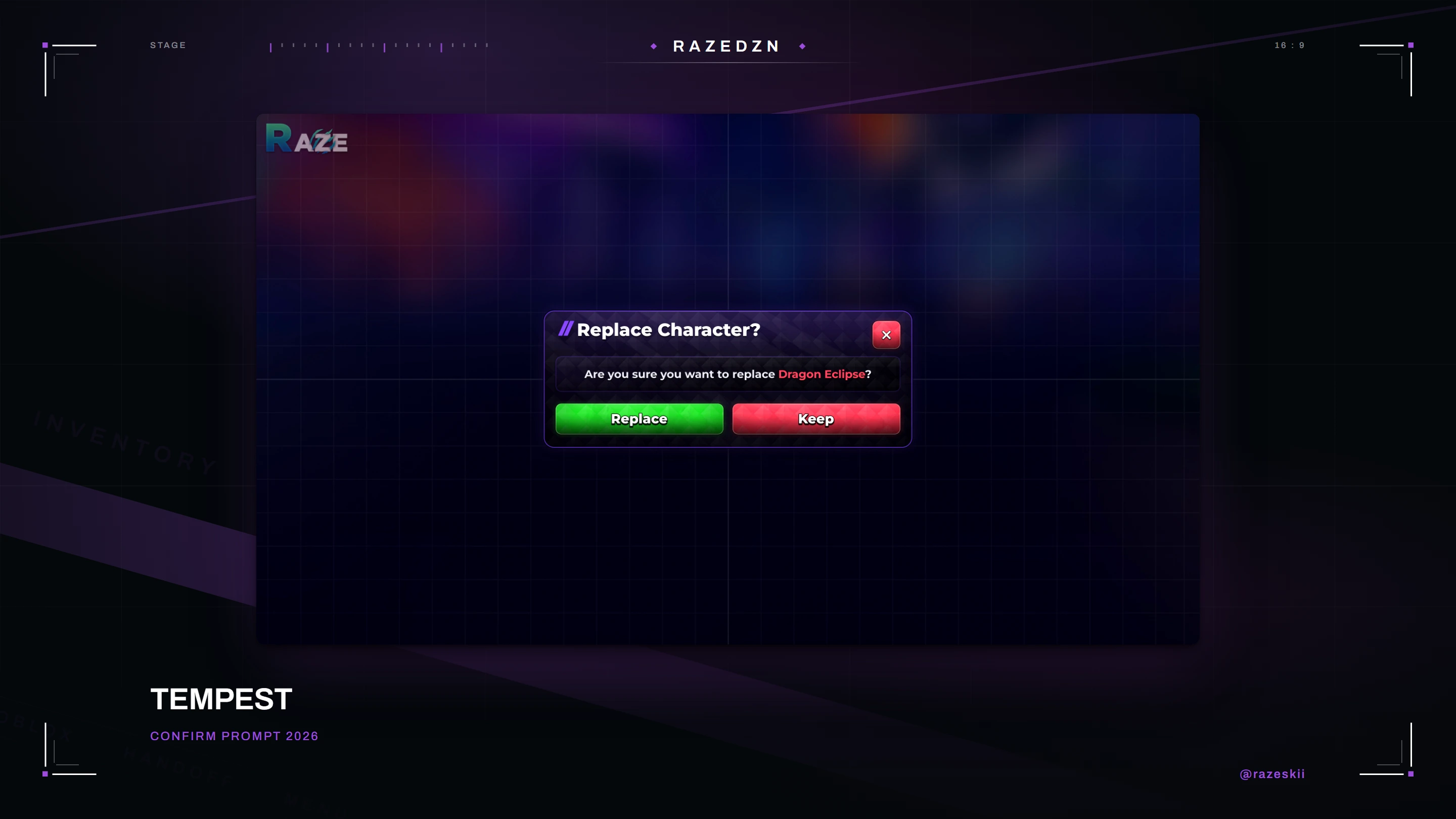 Tempest, Confirm prompt