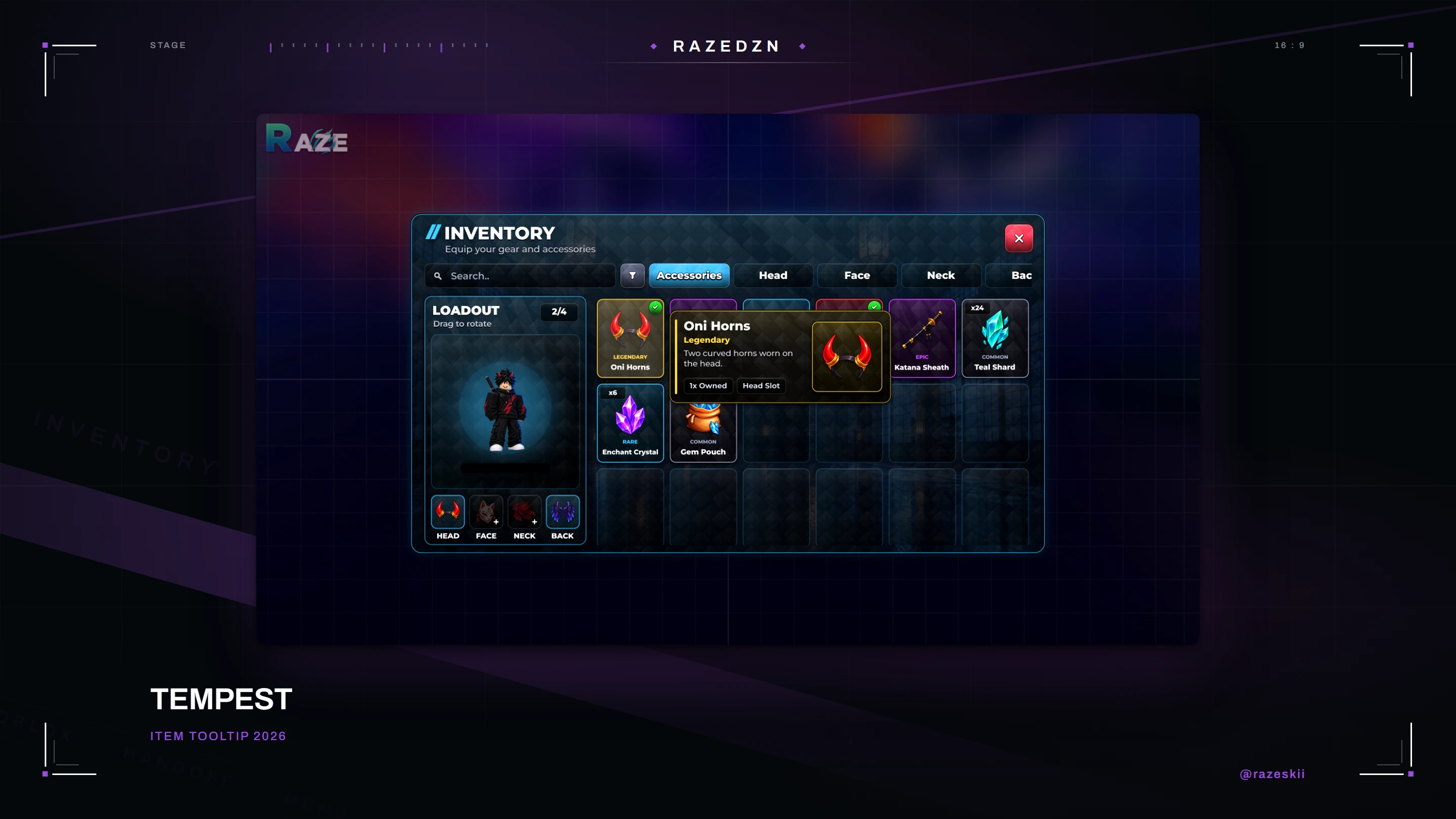 Tempest, Item tooltip