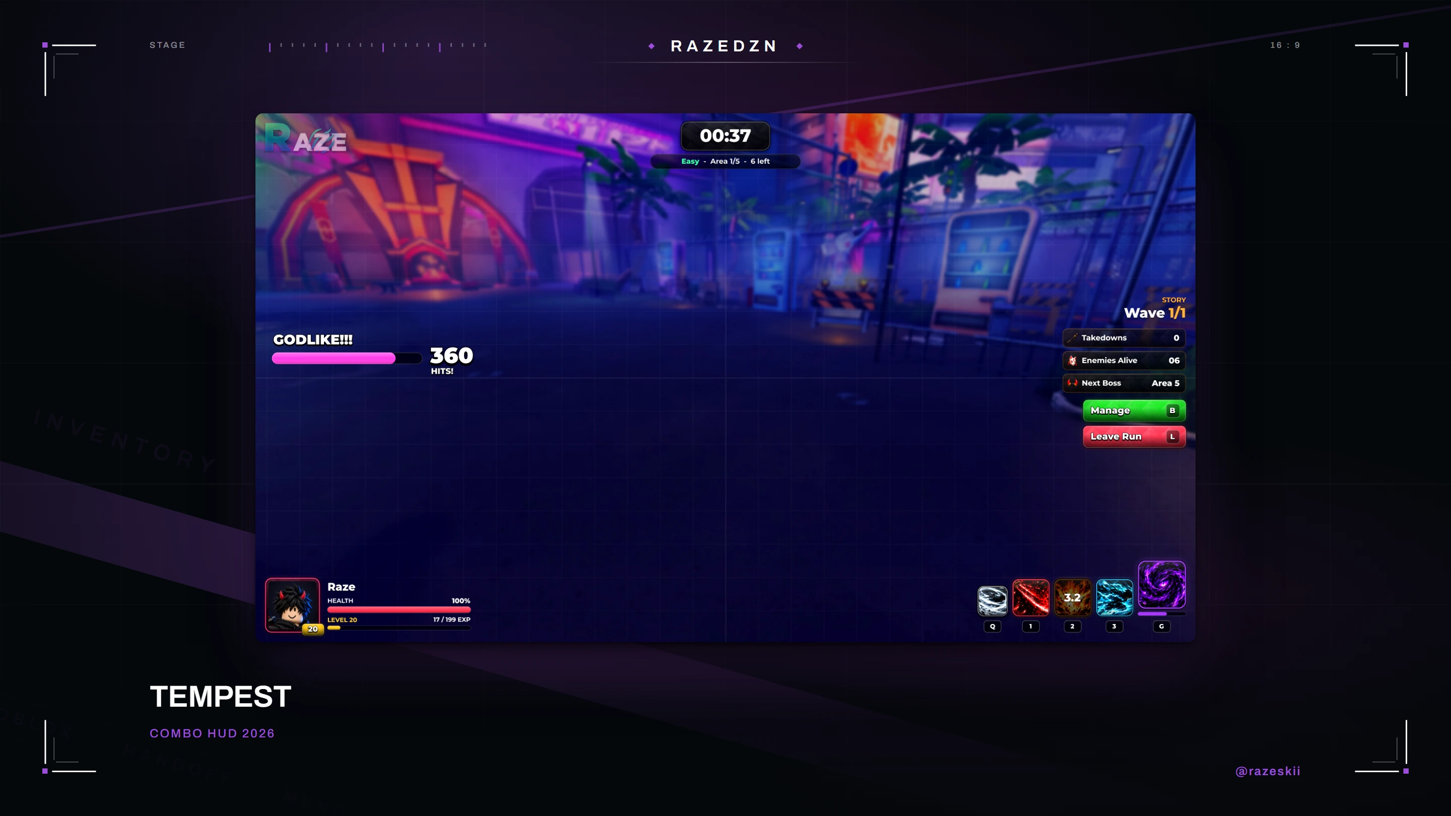 Tempest, Combo hud