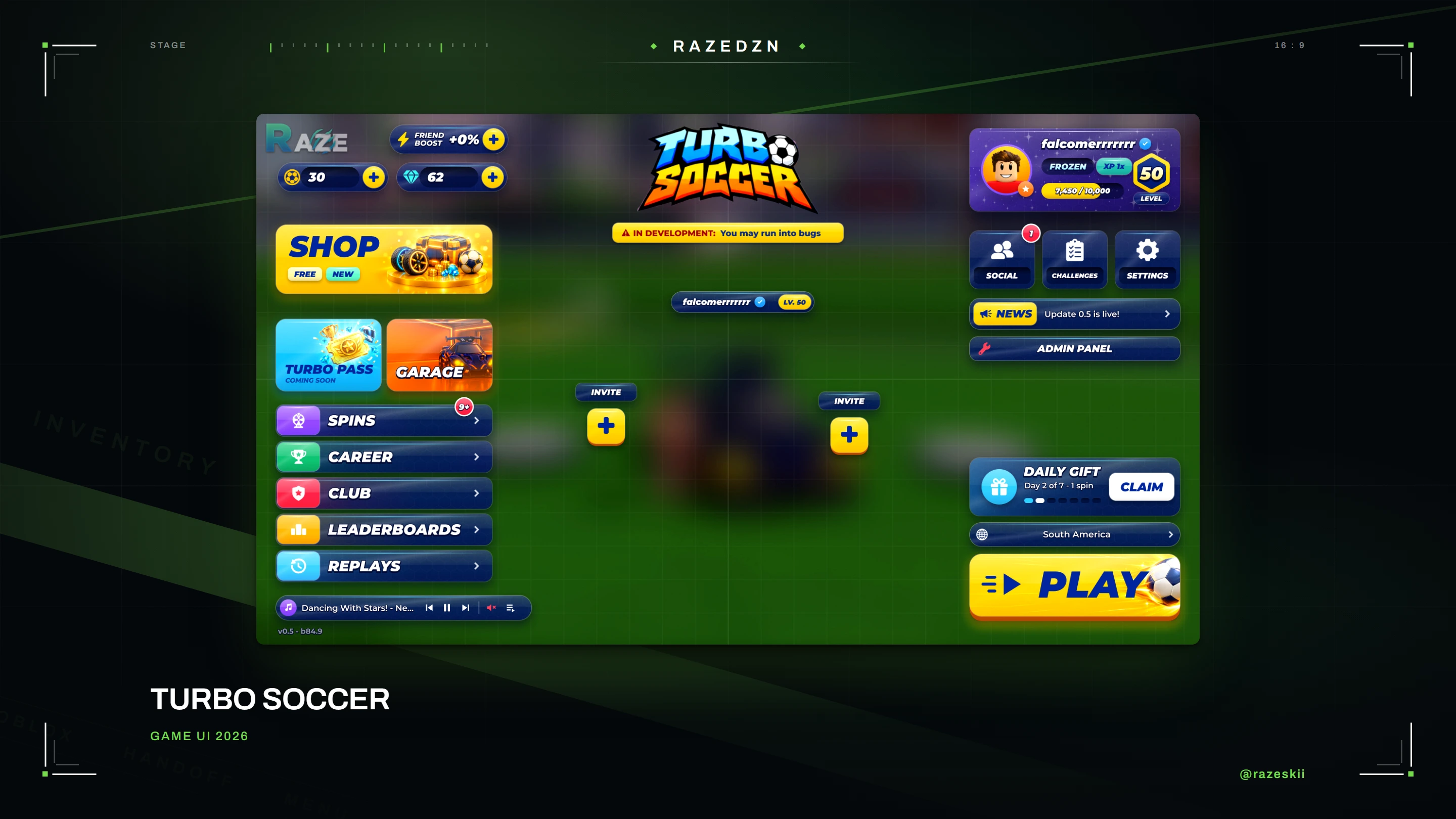 Turbo Soccer, interface
