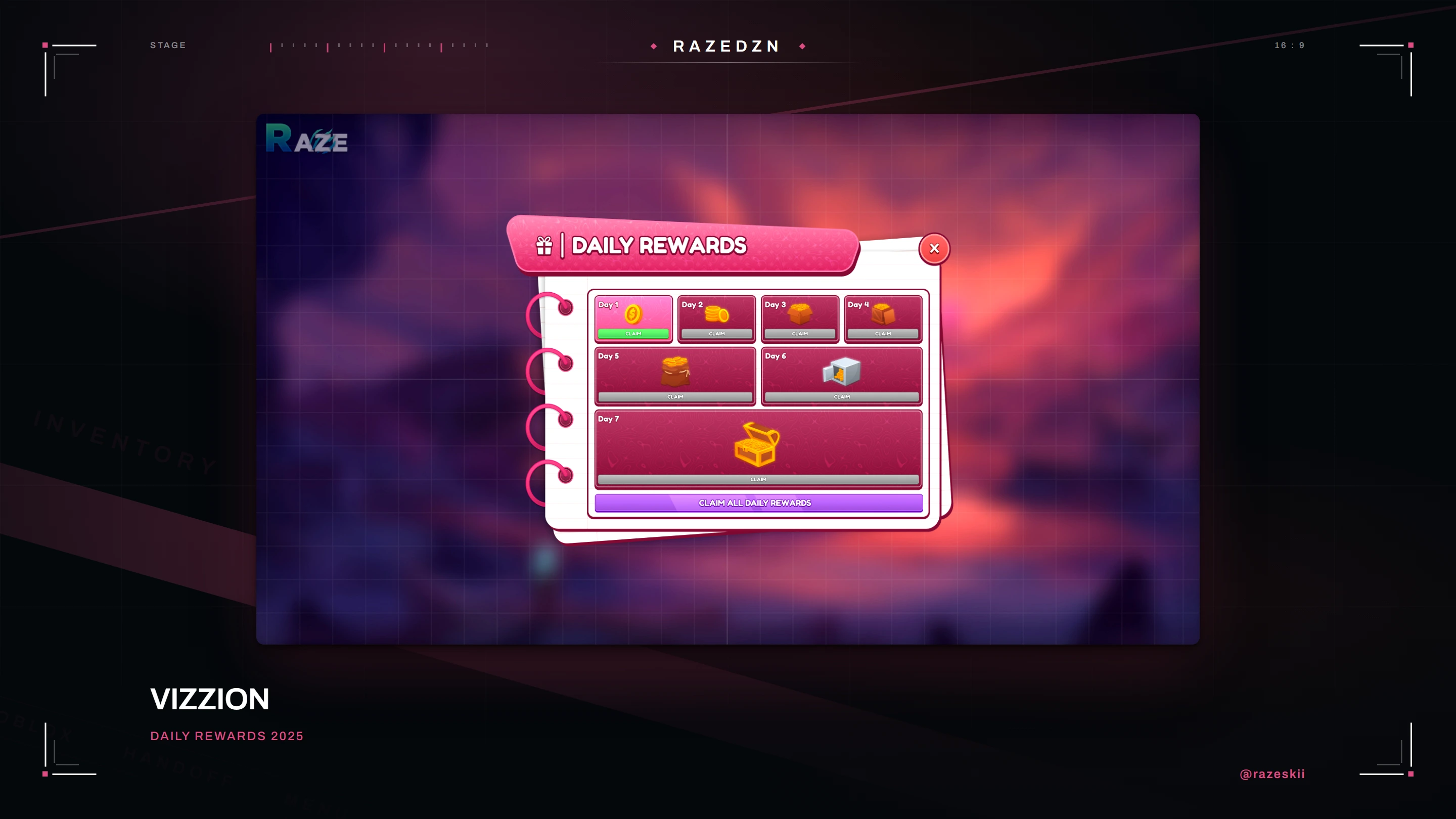 Vizzion — Daily rewards