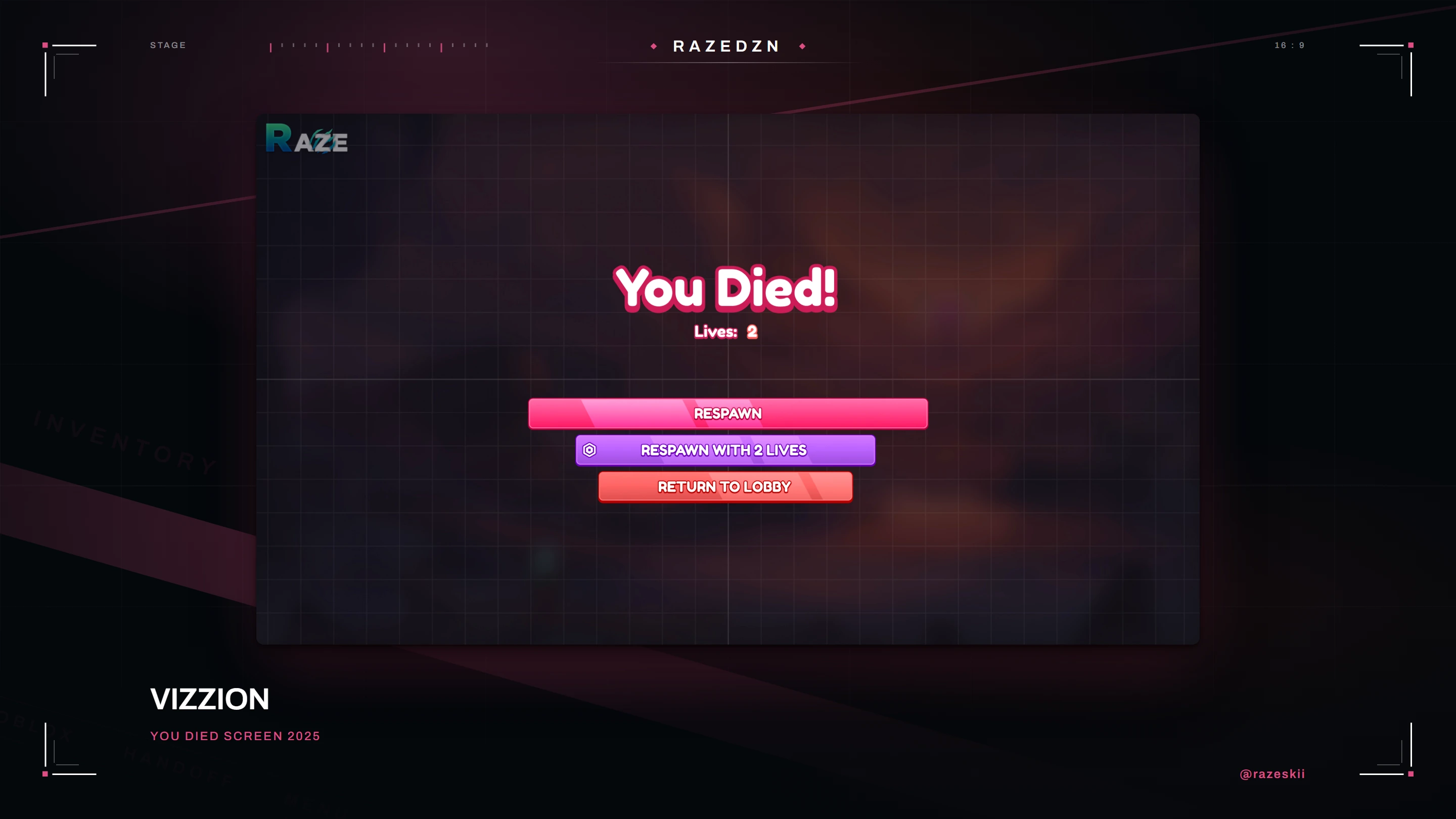 Vizzion — You died screen